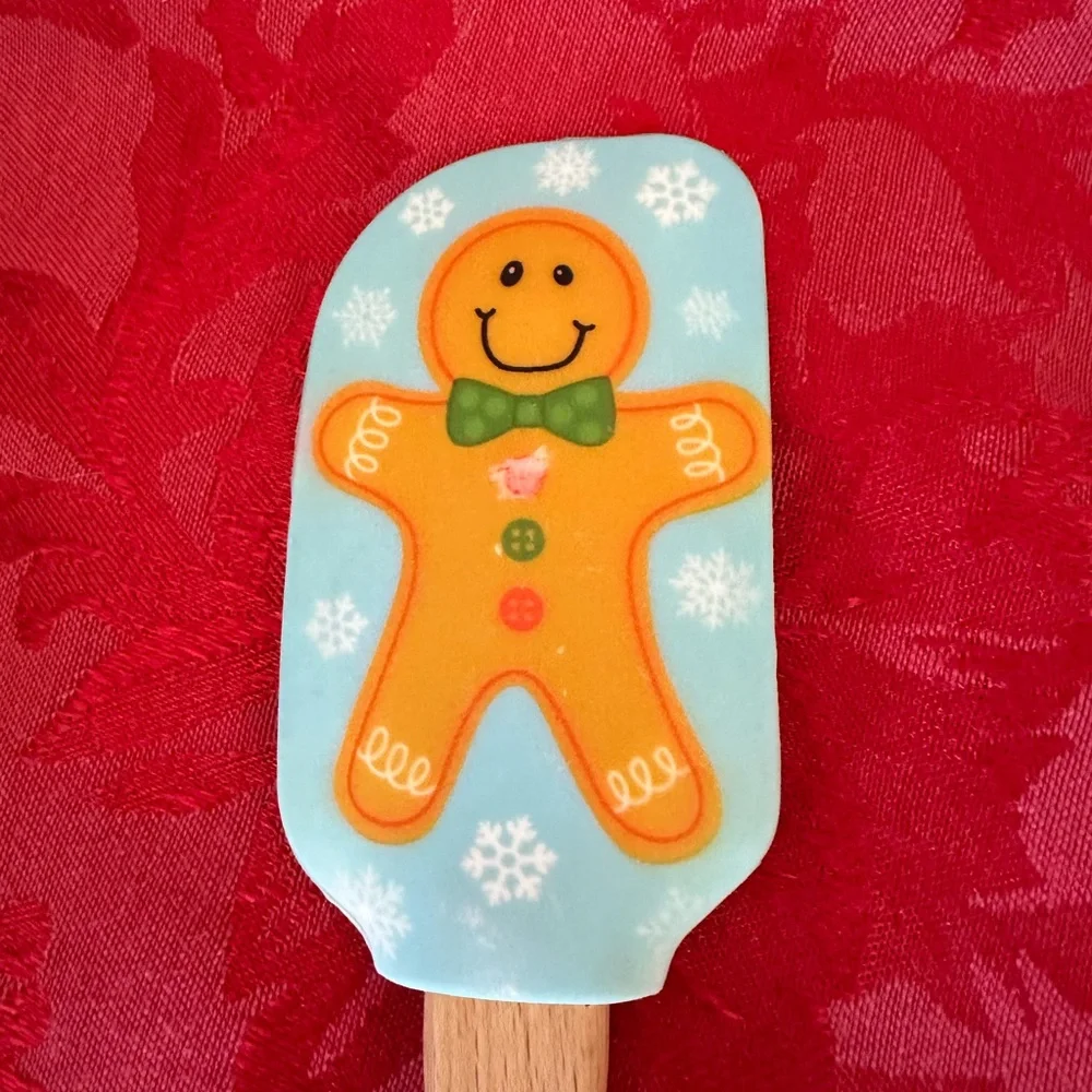 ☀️ 3/$10 Gingerbread Man durable silicone wood handle spatula (see description)